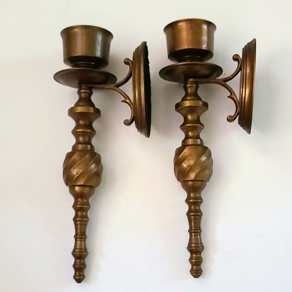 Vintage Brass Candle Sconces - Picture 3 of 7